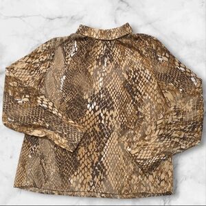 H&M Long Sleeve Tan & Brown Animal Print Blouse Top Shirt Size 4- C81